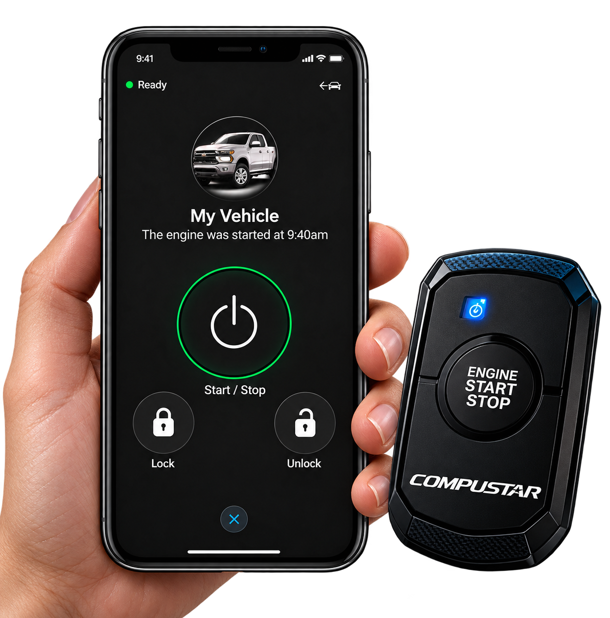 DroneMobile app and Compustar remote